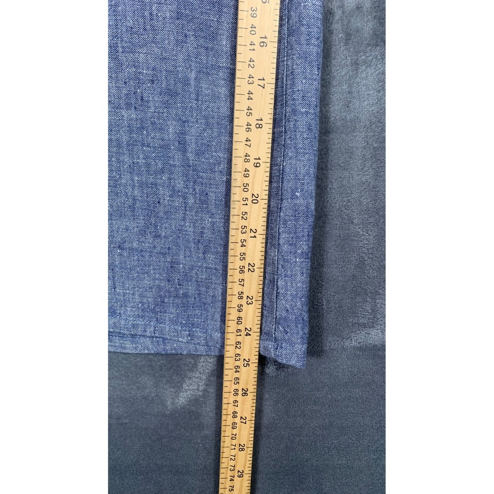 Catherine Malandrino Blue 100% Linen Wide Leg Cropped Pants Culottes Sz M - L - Picture 5 of 8